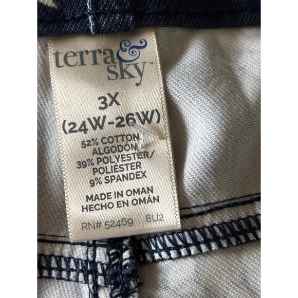 Terrra and Sky Womens Blue White Floral Jegging Full Length 3X NEW - Picture 5 of 6